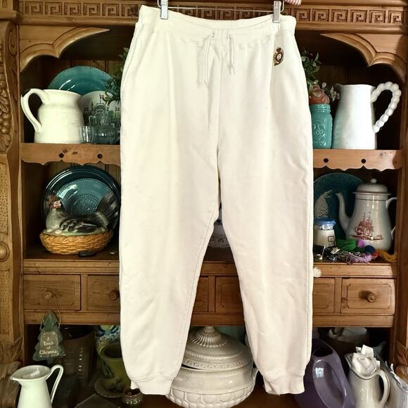 Lauren Ralph Lauren Embroidered Logo Sweatpants Size Large White Logo Joggers - Picture 2 of 7